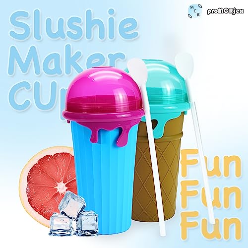 proMCRjex Slushy Cup Große Kapazität Slushie Maker Cup Frozen Magic Slush Cup Smoothies Getränke Shakes Doppelschicht Slushy Squeeze Cup Schnellkühlbecher 500ml (Braun) – Bild 3