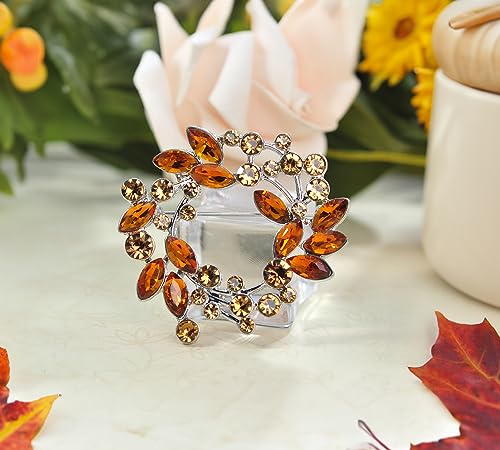 Image of Gyn&Joy Clear Crystal Rhinestone Floral Wreath Pin Brooch BZ005