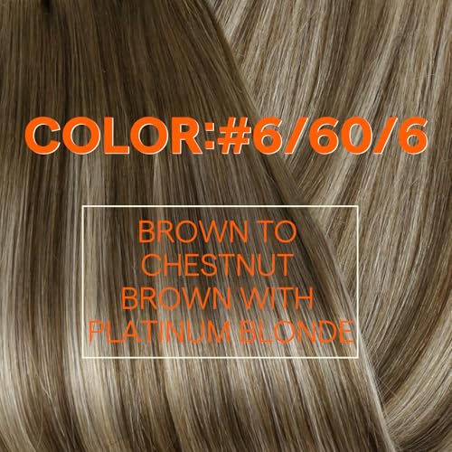 Image of Full Shine 18 Inch Weft Hair Extensions, Sew In Real Human Hair Balayage | Color Light Brown To Platinum Blonde Mix Brown, 105G Remy Straight Hair Weft, Sew In Extensions, Add Length, Date Night