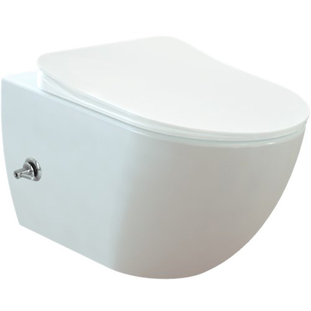 CREAVIT FE322.05 integrierten Kalt und Warmwasser Armatur SPÜLRANDLOS Hänge Dusch Wc Taharet Bidet Taharat Intimdusche inkl. Slim Soft-Close Deckel