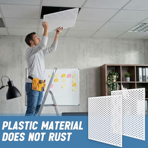 Image of DoubleFill 2 Pack 2' x 2' Plastic Perforated Tiles with 1 /2 inch Holes 24 inch x 24 inch White Drop Ceiling Tiles Plastic Ceiling Grid Covers