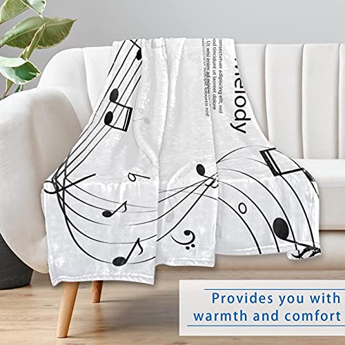 Couverture douce de qualité supérieure lit et canapé design notes de musique