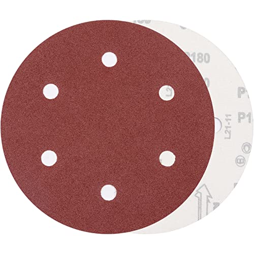 Bulnqyk Disco de lijado de 225 mm Grano P180 6 agujeros Discos de gancho y bucle, 30 almohadillas de papel de lija redondas para Lijadora de Pared Cover