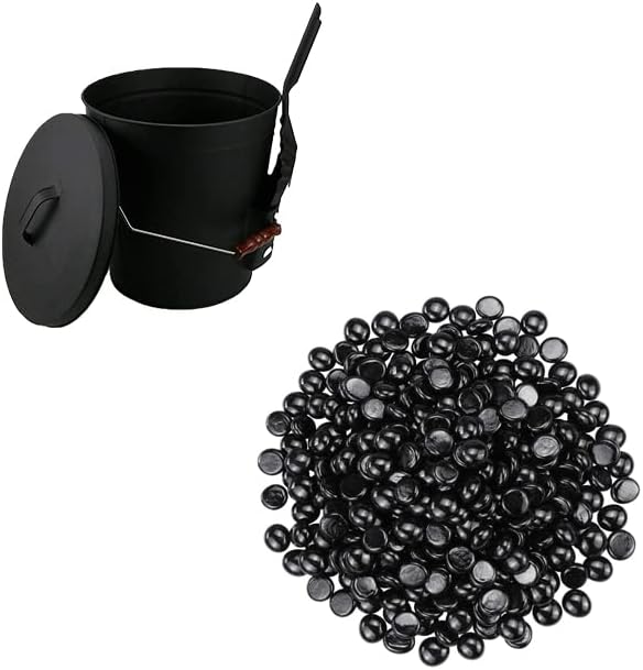 Uniflasy Ash Bucket with Lid, Shovel and Hand Broom, 5.2