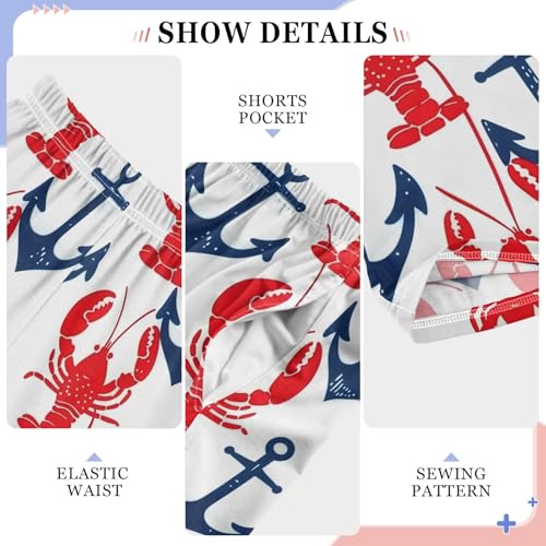 Cartoon Ocean Lobster Pajama Pants Lounge Sleep Pants Elastic Waist Long Pajama Bottoms with Pockets for 6-14 Years4