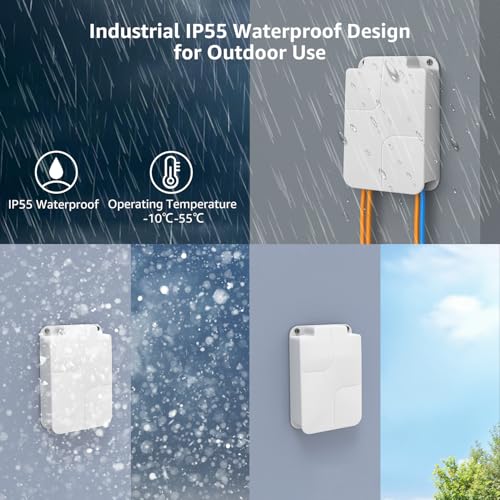 Image of YuanLey Outdoor 2.5 Gigabit PoE Extender 1 in 3 Out, 4 Port 2.5Gbps PoE Repeater IP55 Waterproof, Vlan, Extend Additional 100m(328ft) of Power and Data Transmission, Wall Mount Plug and Play