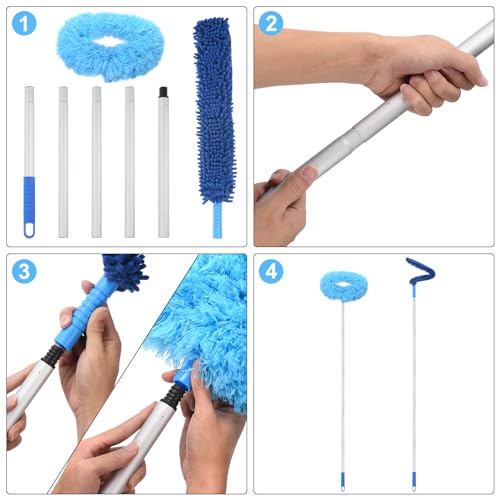 Image of PATIKIL Ceiling Fan Cleaner Duster, 12.9 inch to 59 inch, 2 in 1 Microfiber Duster Extendable Handle Fan Blade Cleaning Tool Removable Washable for Furniture Blind, Gray