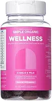Gummy Cabelo e Pele Sabor Morango Vitaminas C, A, B6, B12, Biotina, Ácido Fólico e Niacinamida Simple Organic