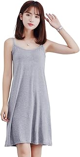 UNOPRO キャミソール レディース ロングワンピース スリップ インナーキャミソール インナーウェア ミニワンピース 肌触りがいい (L ショートタイプ グレー)