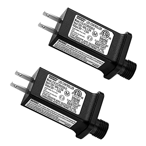 2PCS Replacement 30V 0.12A LED Transformer Class 2 Power Supply Adapter Ip44 LED Light Controller Low Voltage Transformer for Christmas String Light Inflatable Decorations (30V3.6W 2PCS)