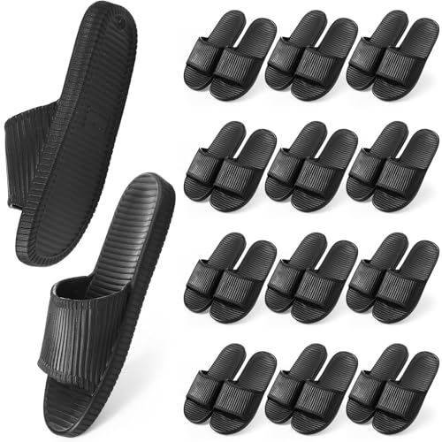 12 Pairs Shower Shoes Bulk for Women and Men Quick Drying Bathroom Shower Slippers Pool Slides Non-Slip Lightweight Beach Sandals Shoes