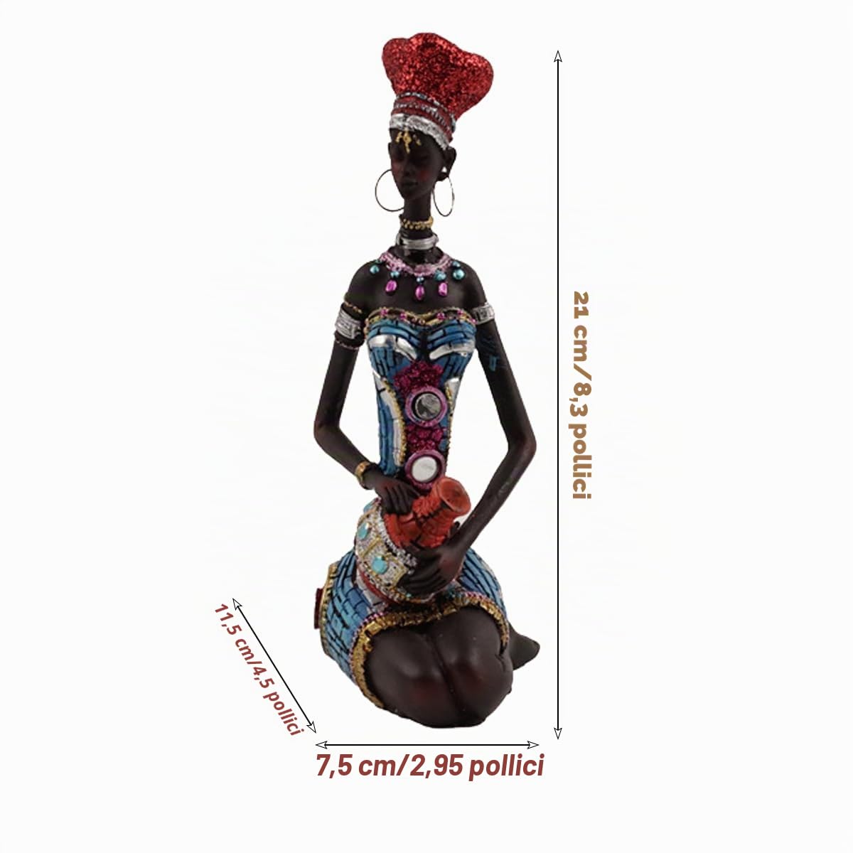 Statua d'arte africana,Scultura tribale femminile creativa,Decorazioni in resina vintage,Casa/Ufficio/Decorazioni per il frigo del vino,Regali decorativi personalizzati