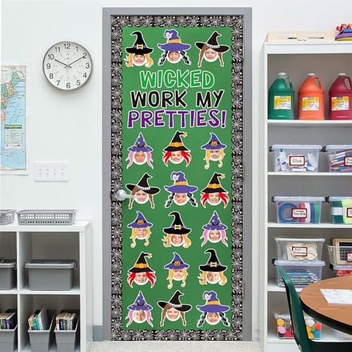 Image of 36 Pcs Halloween Witch Hat Cutouts for Bulletin Board Decoration Halloween Cutouts with Photo Space for DIY Craft for Classroom Party Decor
