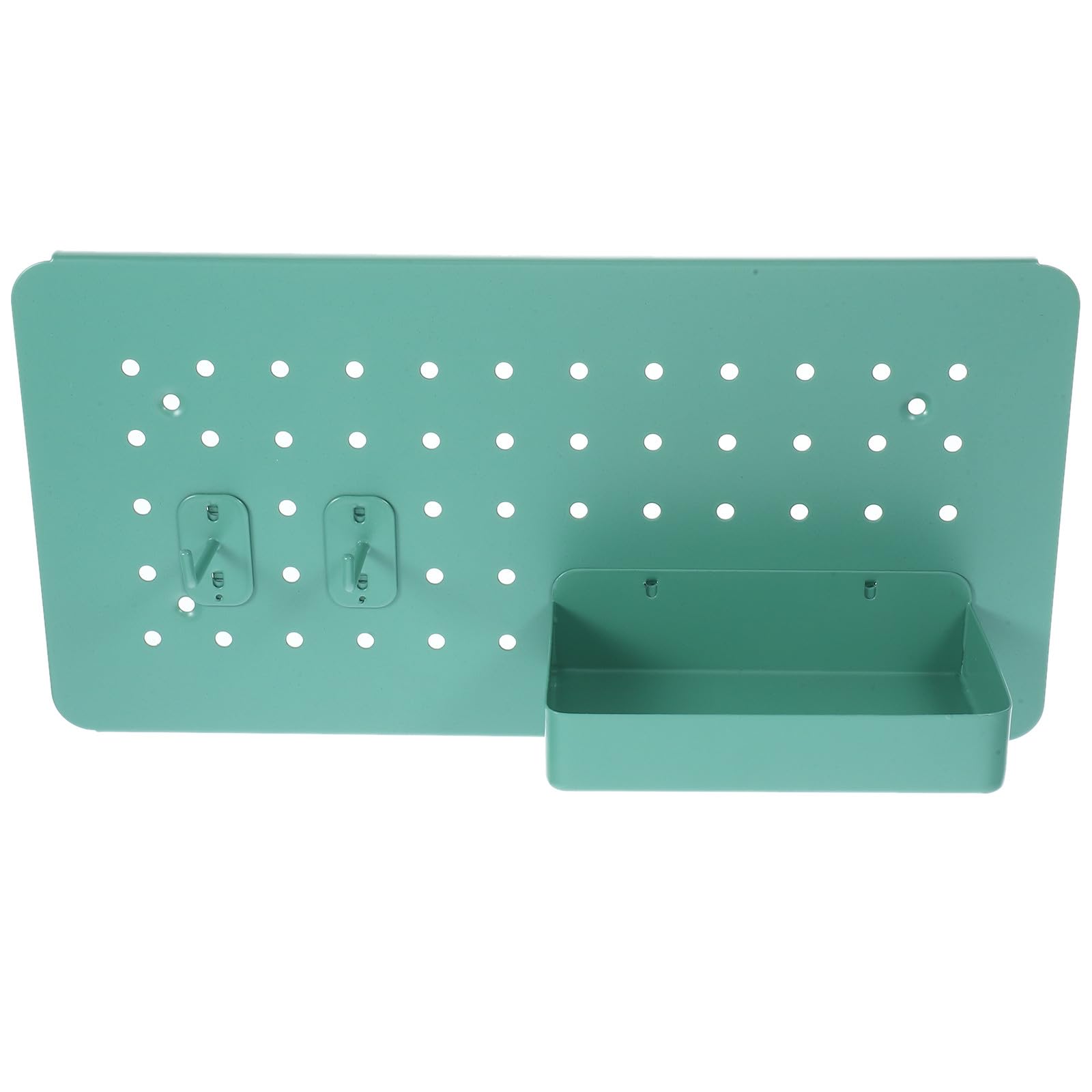 SHINEOFI Estante Organizador Pequeño para Tablero Perforado de Pared, Caja de Almacenamiento Verde Menta 4cm con Doble Gancho, Estante Colgante para Oficina y Manualidades