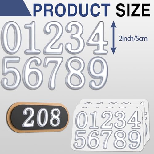 Image of opasyo 30 Pieces Mailbox Numbers for Outside 2 inch 0-9 Self-Adhesive Mail Box Numbers,3D Gold House Numbers for Mailbox, Apartment, House, Trash Bins,Office Hotel Room (All silver, 2inch)