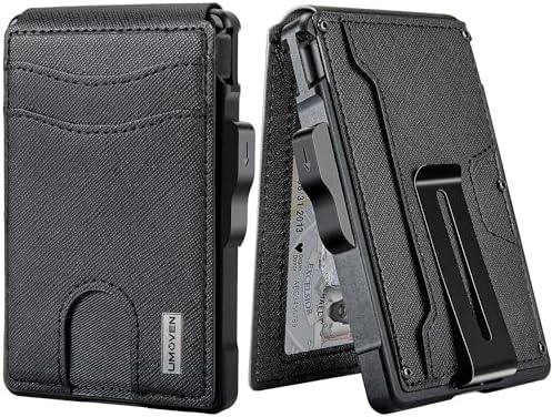 umoven Wallet for Men - with Money Clip Slim Leather Slots RFID Blocking Bifold Minimalist Wallet
