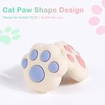 DLseego Cat Paw Shape 4PCS Thumb Grips Caps for Regular Switch / Switch Lite / Switch OLED Joy Con Joystick Soft Silicone Cute Protective Analog 3D Cartoon Button Cap -- Pink Blue Milky White