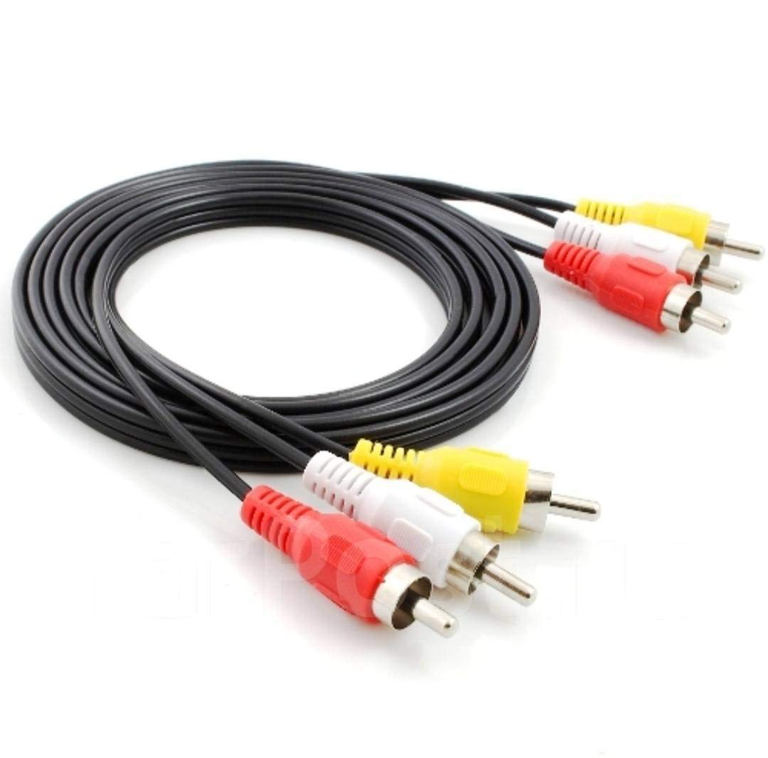 3 RCA Composite Audio Video AV Cable - Suitable for TV LCD LED Home Theater Laptop PC DVD - Black
