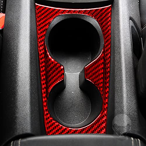 Image of NVCNX Genuine Premium Carbon Fiber Center Console Gear Panel Water Cup Holder Cover Car Interior Dash Trim Accessories for Chevrolet Camaro 2010 2011 2012 2013 2014 2015 3PCS Red