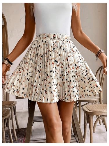 Floerns Women's Allover Print Pleated Skirt Elastic Waist Summer Short Skirts4