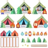 DIY Photo Frame Components: this camp photo frame craft kit is a versatile creation package that ensures countless possibilities of crafting; Including 24 sets of camping stickers, 96 wooden sticks, 24 ropes, rectangular patterns, and 4 adhesive shee...