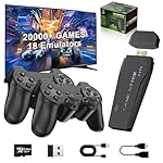 Wireless Retro Gaming Console Stick, Plug and Play TV Video Games Stick with Built-in 18 Emulators, Retro Drive 20000+ Games, 4K HDMI Output with 2 2.4G Wireless Controllers (64GB Memory Card)