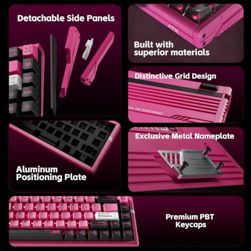 Image of ATK RS6 Ultra Aluminum Hall Effect Gaming Keyboard - 65% Compact 68 Keys, 0.001 mm RT, 8K Polling, Hot-Swappable, RGB (Pink-Jade Magnetic)