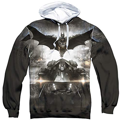 Trevco Batman Arkham Knight Poster Unisex Adult Sublimated Pull-Over Hoodie for Men and Women (Large) White