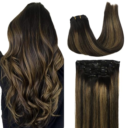 Image of GOO GOO Clip in Hair Extensions Real Human Hair Balayage Remy Extensions
