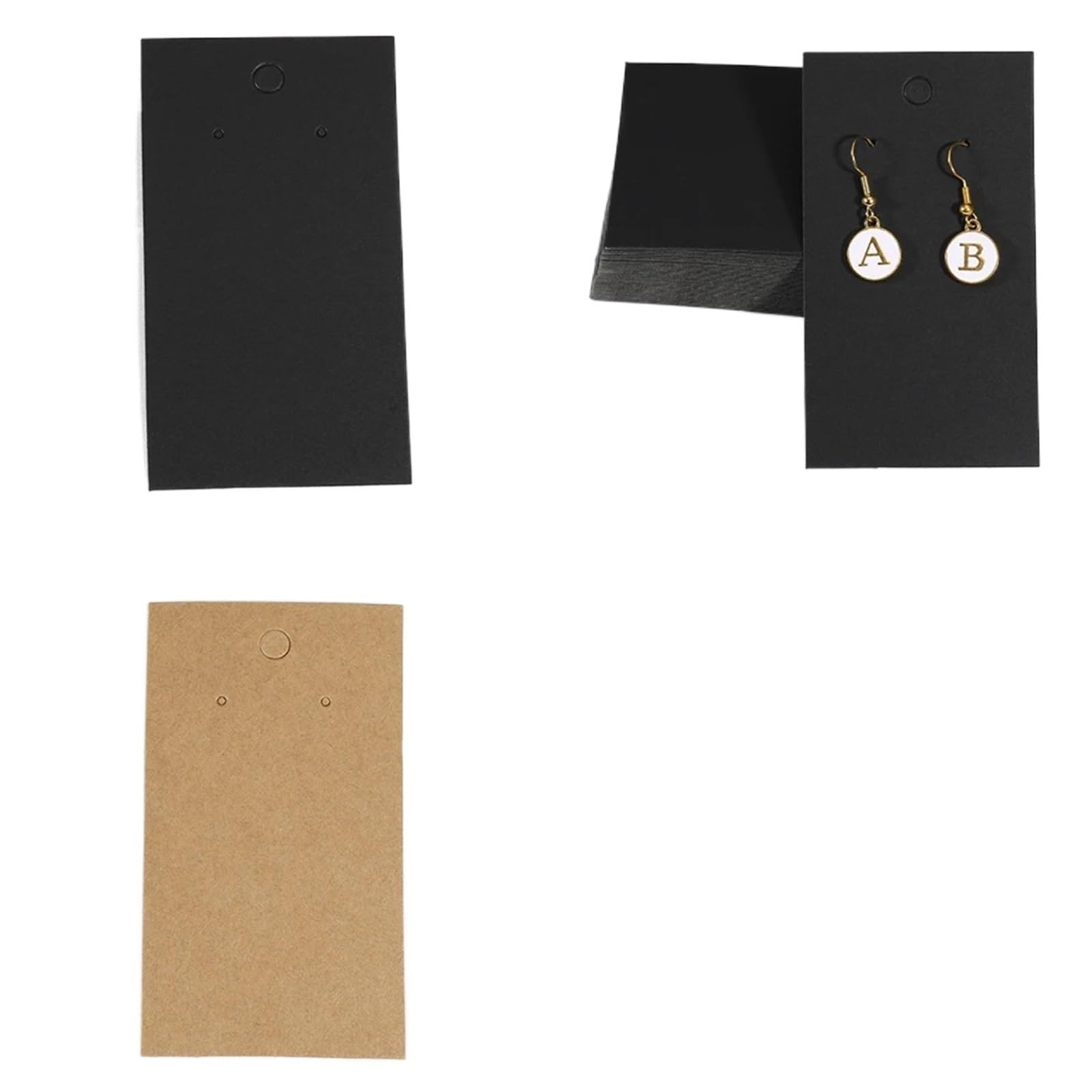 FDzkrtvm Earrings Necklace Display Cards, 400pcs 5x9cm Multicolor Paper Earring Display Card Tags For Jewelry Pricing Packaging DIY(Black)