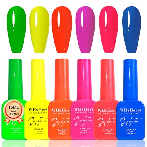 Set de Esmaltes de Gel Neon TPO Free 6 Colores 15ML miniatura 1