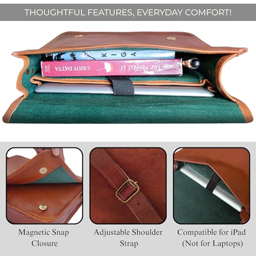Image of RUSTIC TOWN 11-inch Small Vintage Leather Crossbody iPad Pro Tablet Messenger Bag for Men Women, Carryon Book Everyday Office Work College School Business