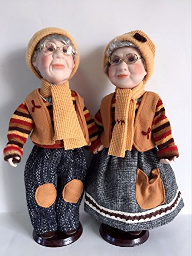 Par de muñecos porcelana abuelo y abuela 16 pulgadas miniatura 1