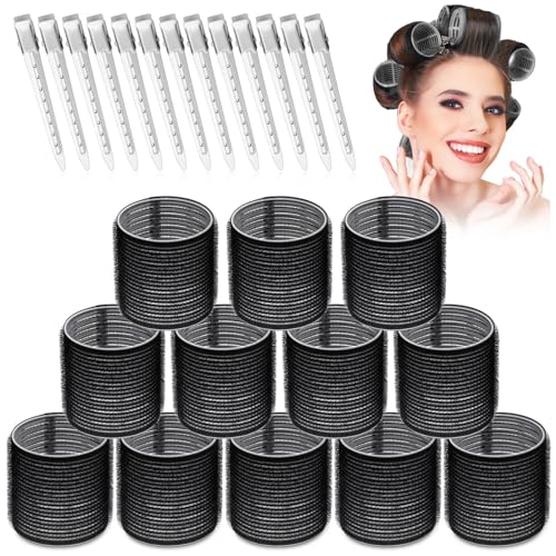 Large Hair Rollers Set - 24 Pieces with 12 Jumbo ...