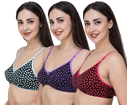 Image of Fasense Women's Cotton Leaf Print Medium Coverage Wire Free Non Padded Bra