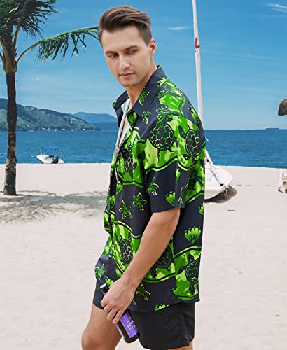 Image of Yoimira Hawaiian Shirts for Men, Print Mens Casual Short Sleeve Button Down Shirts Floral Aloha Beach Shirt