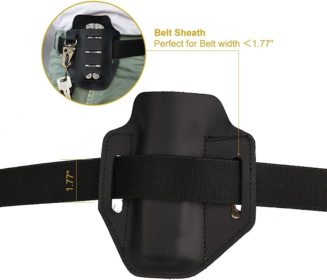 VIPERADE PJ9 Plus Multitool Sheath, Flashlight Holster with Key Holder, Multitool Pouch for Men, Pocket Organizer Men Leather Sheath for Multitools, Flashlights, Tactical Pens (Dark Black)