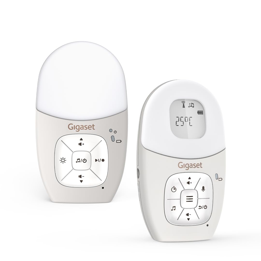 Gigaset Baby 100 Audio – Audio-Babyphone mit DECT-Technologie – Sichere Zwei-Wege-Kommunikation – 300m Reichweite - Fütterungstimer - Temperatursensor - Nachtlicht, Warm Grey [Deutsche Version]