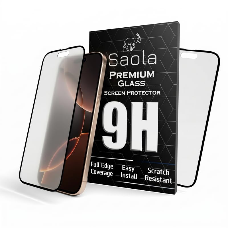 Image of Saola HD Matte Tempered Glass With 18H Hardness For Apple Iphone 16 Pro (PACK OF 1) with Hassle-less Installation Kit. Full screen Coverage. 6.3 inch