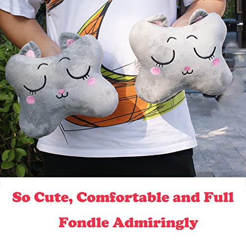 Image of Sexysamba Car Headrest Pillow,Cartoon Neck Pillow for Car,Comfortable Soft Car Seat Pillow for Driving,Head Rest Cushion,Cute Neck Pillow for Travelling and Home 2Pcs (Grey Cat)