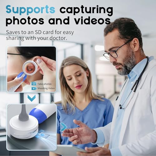 Image of 1080P HD Otoscope Ear Camera for Family, Medical Grade 1.38 inch Screen, Telemedicine Ready, 12 Silicone Tips, Photo /Video, Type-C Charging, Home Medical(Blue)
