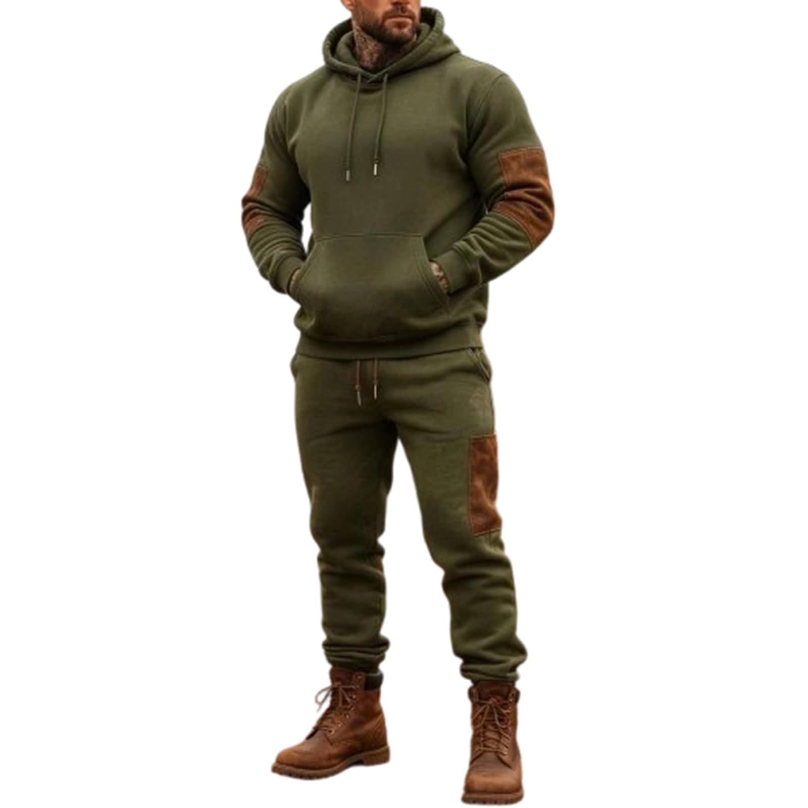 Generisch Jogginganzug Herren Trainingsanzug Freizeitanzug 2-Teilig Sets | Langarm Sweatshirts mit Taschen und Sporthose,Loose Fit,Zweiteiler Trainingsanzug,für Freizeit,Urlaub und Alltag