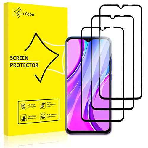 GiiYoon-3 Piezas Protector de Pantalla para Xiaomi Redmi 9 Cristal Templado,[Sin Burbujas] [Cobertura Completa] [9H Dureza] Vidrio Templado HD Protector Pantalla para Xiaomi Redmi 9 Cover