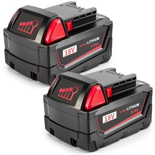 NestEase 2-Pack M18 Batteries Replacement for Milwaukee 8.0Ah 18V Max Lithium-Ion Compatible with Milwaukee 48-11-1852 48-11-1811 48-11-1815 48-11-1820 48-11-1828 48-11-1840 Cordless Power Tools