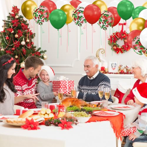 Christmas Balloons Red and Green Balloons 62 Pcs 12 Inch Red Green White Gold Balloon Latex Confetti Party Balloon for Christmas Xmas New Year Baby Shower Holiday Birthday Party Decoration Supplies - Image 3