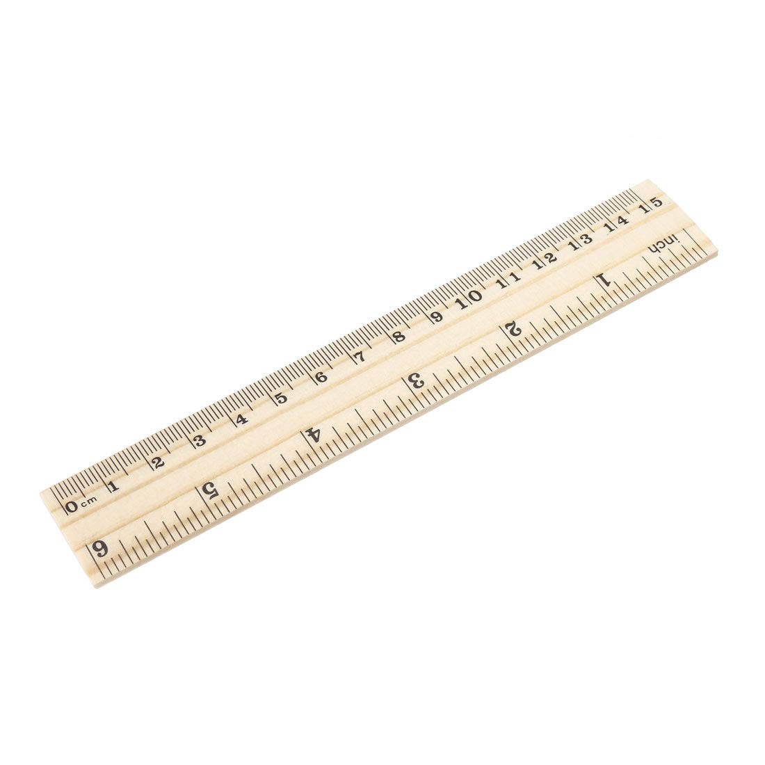 uxcell Wood Ruler 15cm 6 Inch 2 Scale Office Rulers Wooden Straight ...