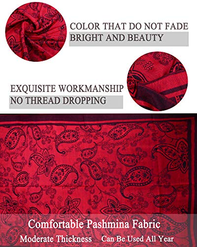 Women's Pashmina Shawl and Wrap Two Tone Ethnic Paisley Pattern Scarf 70.8'X27.5'3