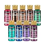 DecoArt Americana Acrylics Paint DAZZLING METALLICS, Bold Metallic Set of 9 Bold Colors, 2 fl oz Bottle (Pack of 9)