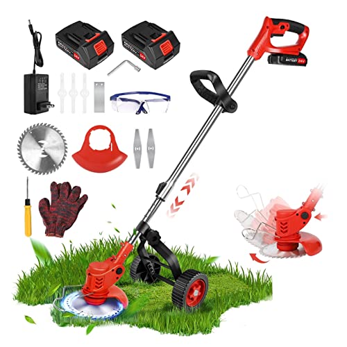 Cortasetos, Recortadora de césped inalámbrica eléctrica de 24V, cortadora de setos, cortadora de setos Ajustable de Mano for jardín, Potencia de Corte con Ruedas