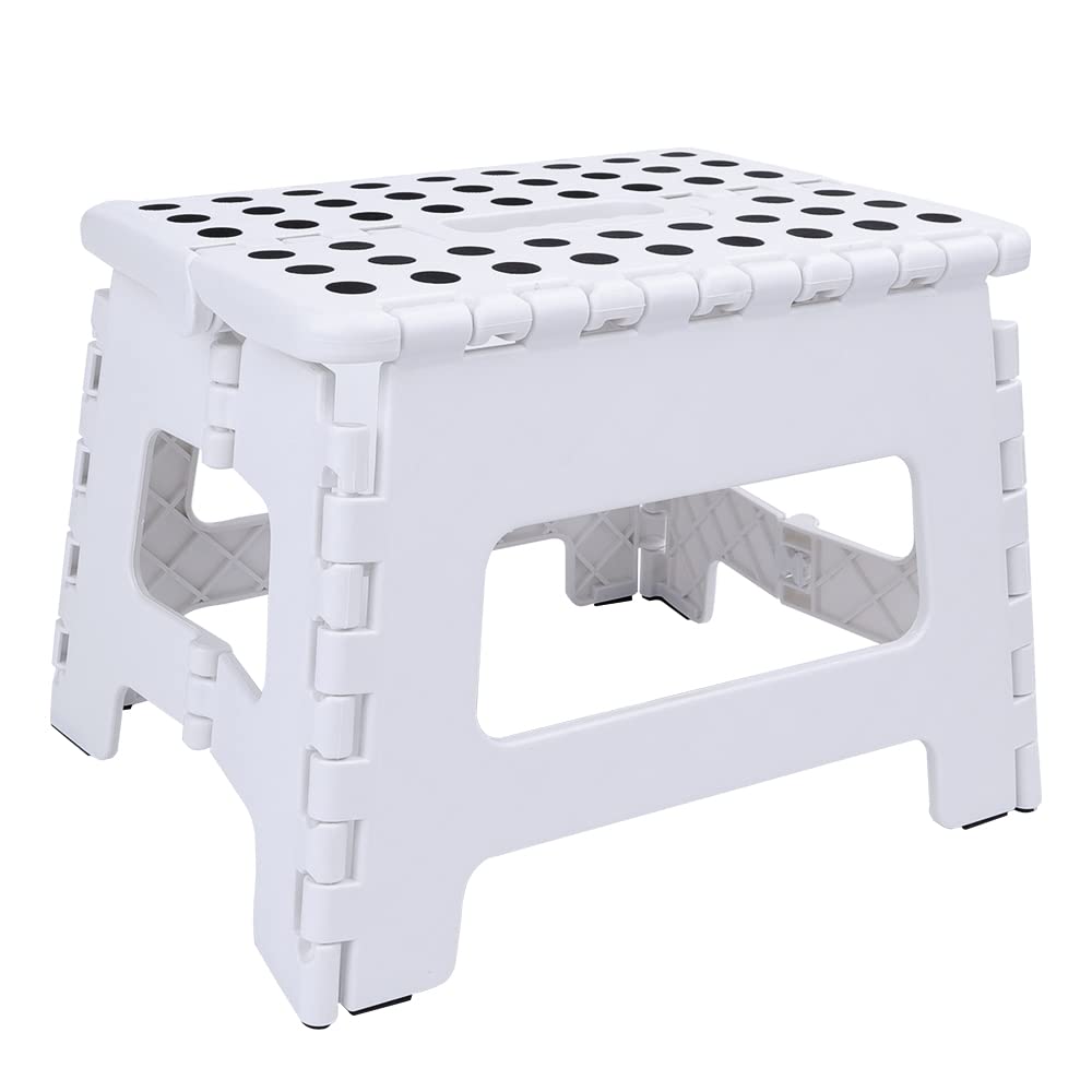 Folding Step Stool with Handle for Kids, Collapsible Plastic Stepping Stool, Folding Step Stool for Kids and Adults, Plastic Foldable Step Stool for Bathroom, Garden, Kitchen